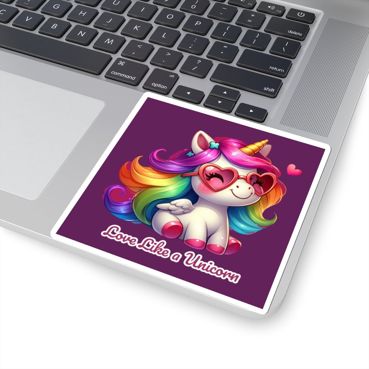 Cute and Sweet Happy Valentines Unicorn Kiss-Cut Sticker-My Bright Side Clothing