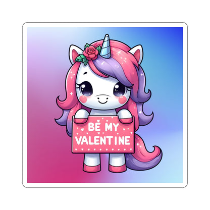 Cute and Sweet Rainbow Unicorn Happy Valentine Kiss Cut Sticker --My Bright Side Clothing