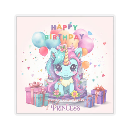 Cute Happy Birthday Pastel Unicorn Kiss-Cut Sticker--My Bright Side Clothing