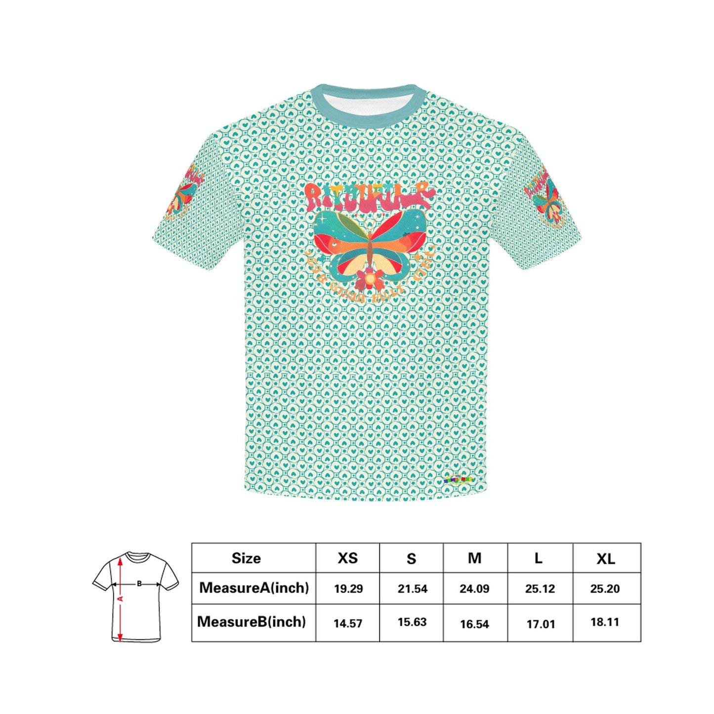 Beautiful Rainbow Flower and Butterfly Pattern and Graphic-Children's T-shirt My Bright Side Clothing