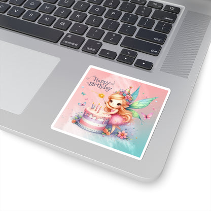 Cute Fairy Happy Birthday Kiss-Cut Sticker-My Bright Side Clothing