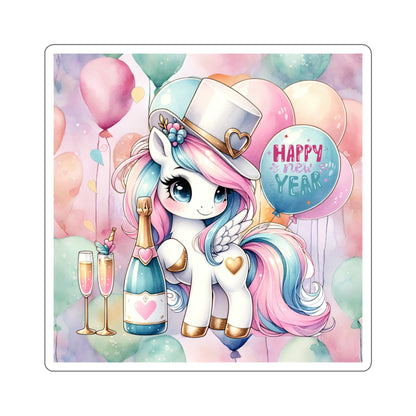 Happy New Year Pastel Unicorn Kiss-Cut Sticker-My Bright Side Clothing