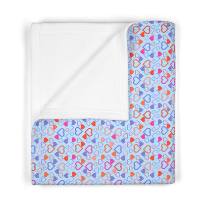 Cute Blue and Pink Pastel Heart Pattern Soft Fleece Baby Blanket--My Bright Side Clothing