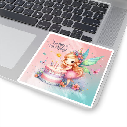 Cute Fairy Happy Birthday Kiss-Cut Sticker-My Bright Side Clothing