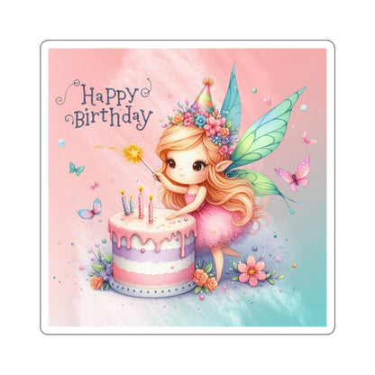 Cute Fairy Happy Birthday Kiss-Cut Sticker-My Bright Side Clothing