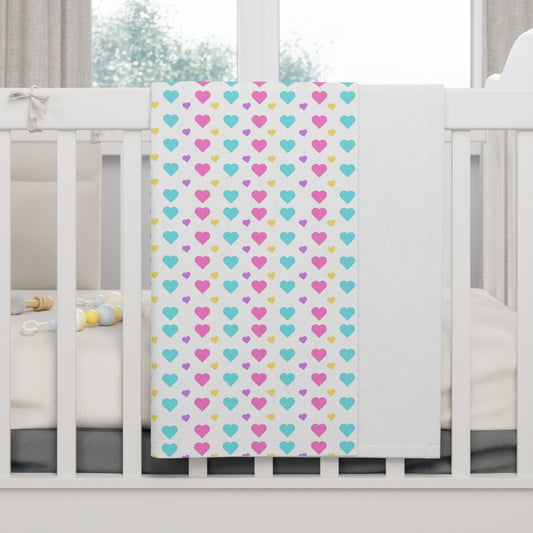 Cute Pastel Heart Pattern Soft Fleece Baby Blanket--My Bright Side Clothing