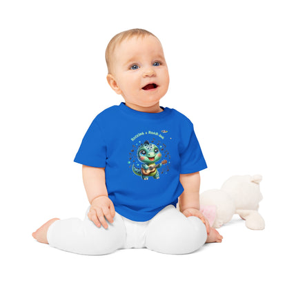 Cute Baby Dino Playing the guitar Baby T-shirt-My Bright Side Clothing