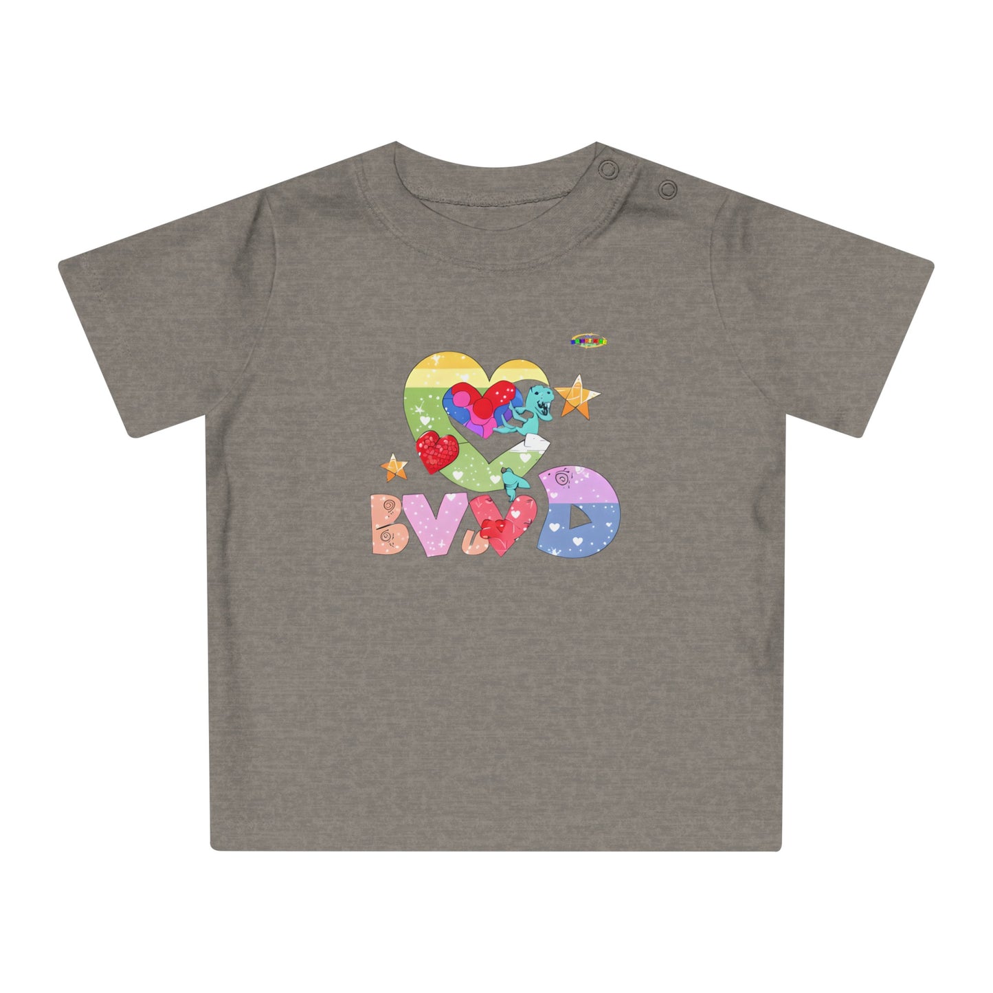 Cute Roaring Love Dino Graphic Baby T-Shirt-mybrigtsideclothing.com