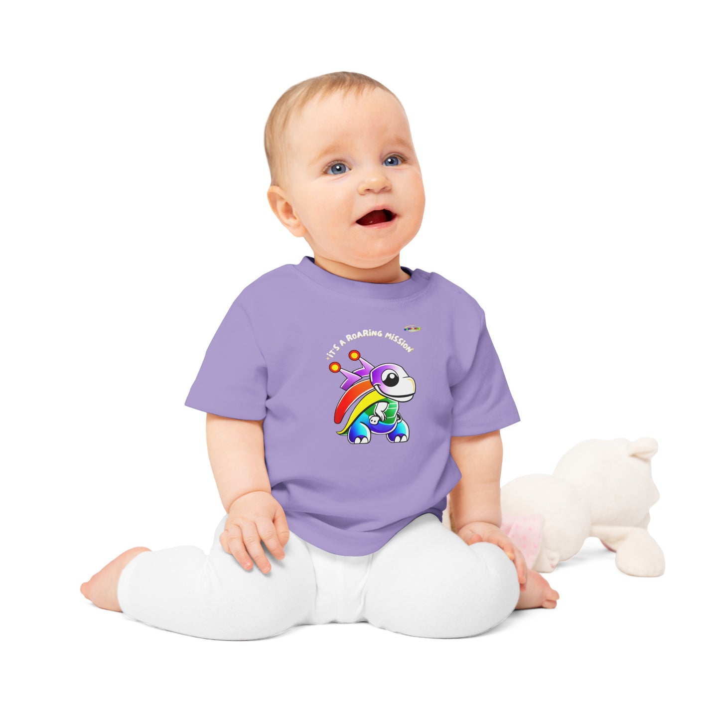 Cute Its a roaring mission super dino Logo Baby T-Shirt -MyBrightSideClothing