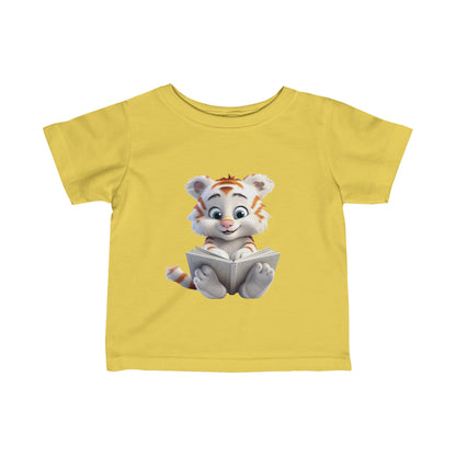 Cute Tiger Reading a Book Infant Fine Jersey Tee-My Bright Side Clothing