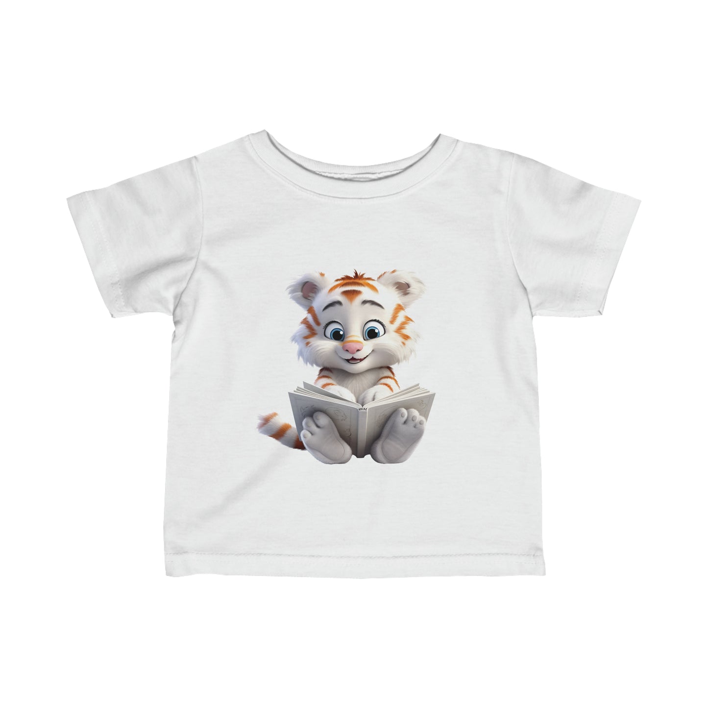 Cute Tiger Reading a Book Infant Fine Jersey Tee-My Bright Side Clothing