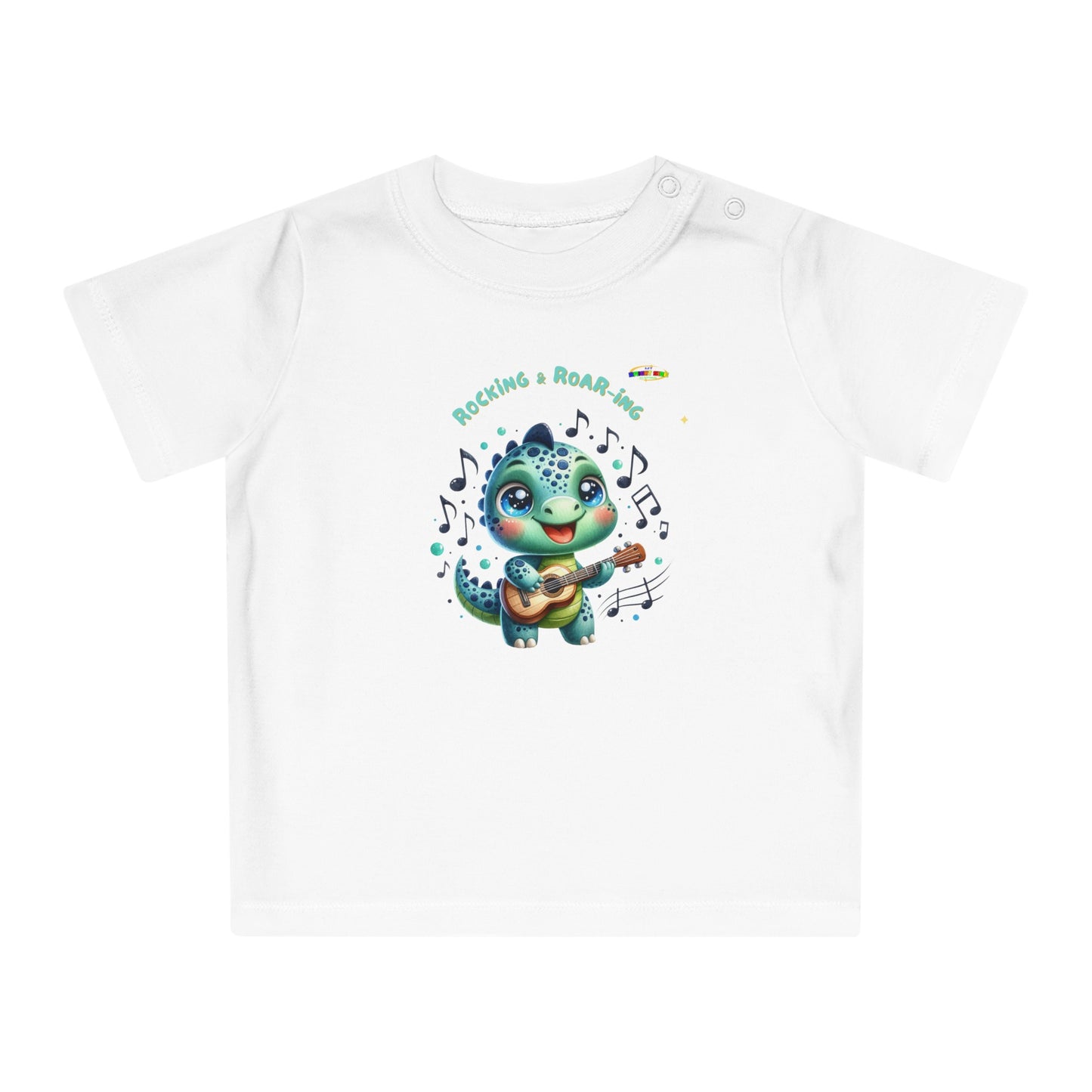 Cute Baby Dino Playing the guitar Baby T-shirt-My Bright Side Clothing