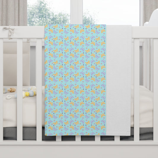 Pastel Teal and Yellow Soft Fleece Baby Blanket-My Bright Side Clothing