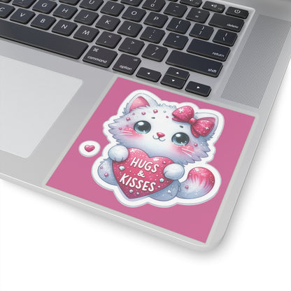 Cute and Sweet Happy Valentines Kitten-Kiss-Cut Sticker-My Bright Side Clothing