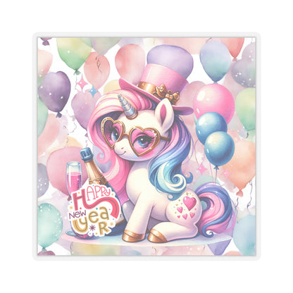 Happy New Year Pastel Unicorn Kiss-Cut Sticker-My Bright Side Clothing