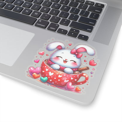 Cute and Sweet Little Love Bunny Valentines -Kiss-Cut Sticker-My Bright Side Clothing