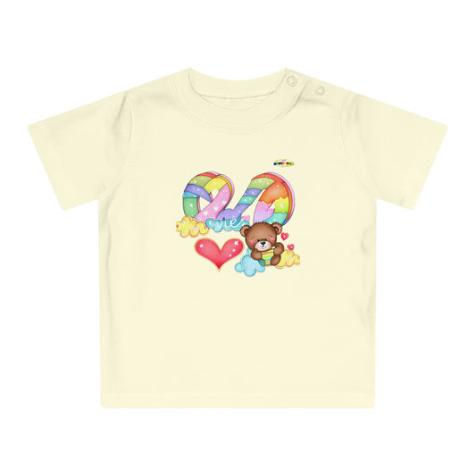 Cute Rainbow Heart Teddy Bear Graphic Baby T-Shirt-mybrightsideclothing.com