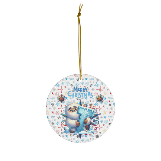 Letter I Cute Christmas Abominable Snowman ceramic ornament(A-Z Collection)-My Bright Side Clothing