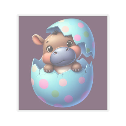 Cute and Sweet Little Hippo Easter Egg -Kiss-Cut Sticker-My Bright Side Clothing