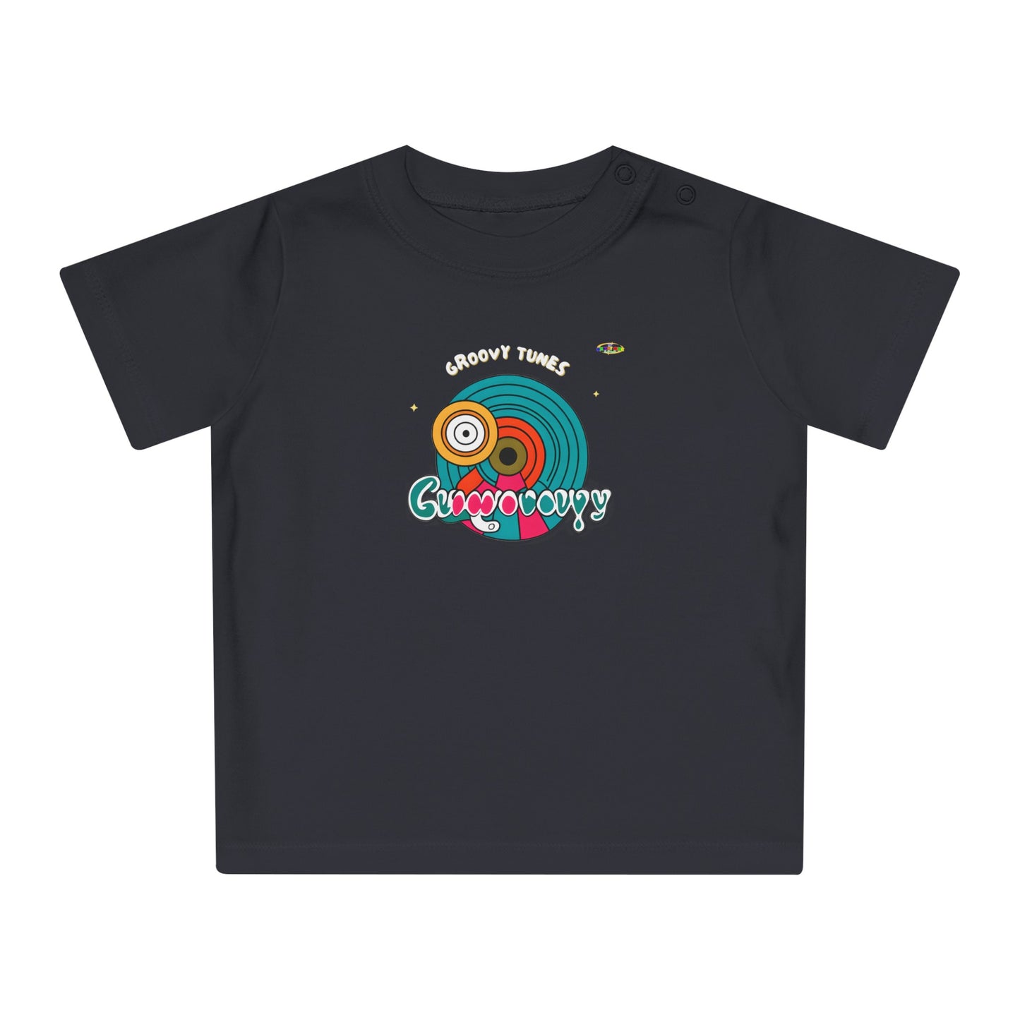 Cute Groovy Tunes Retro record Logo Baby T-Shirt -MyBrightSideClothing