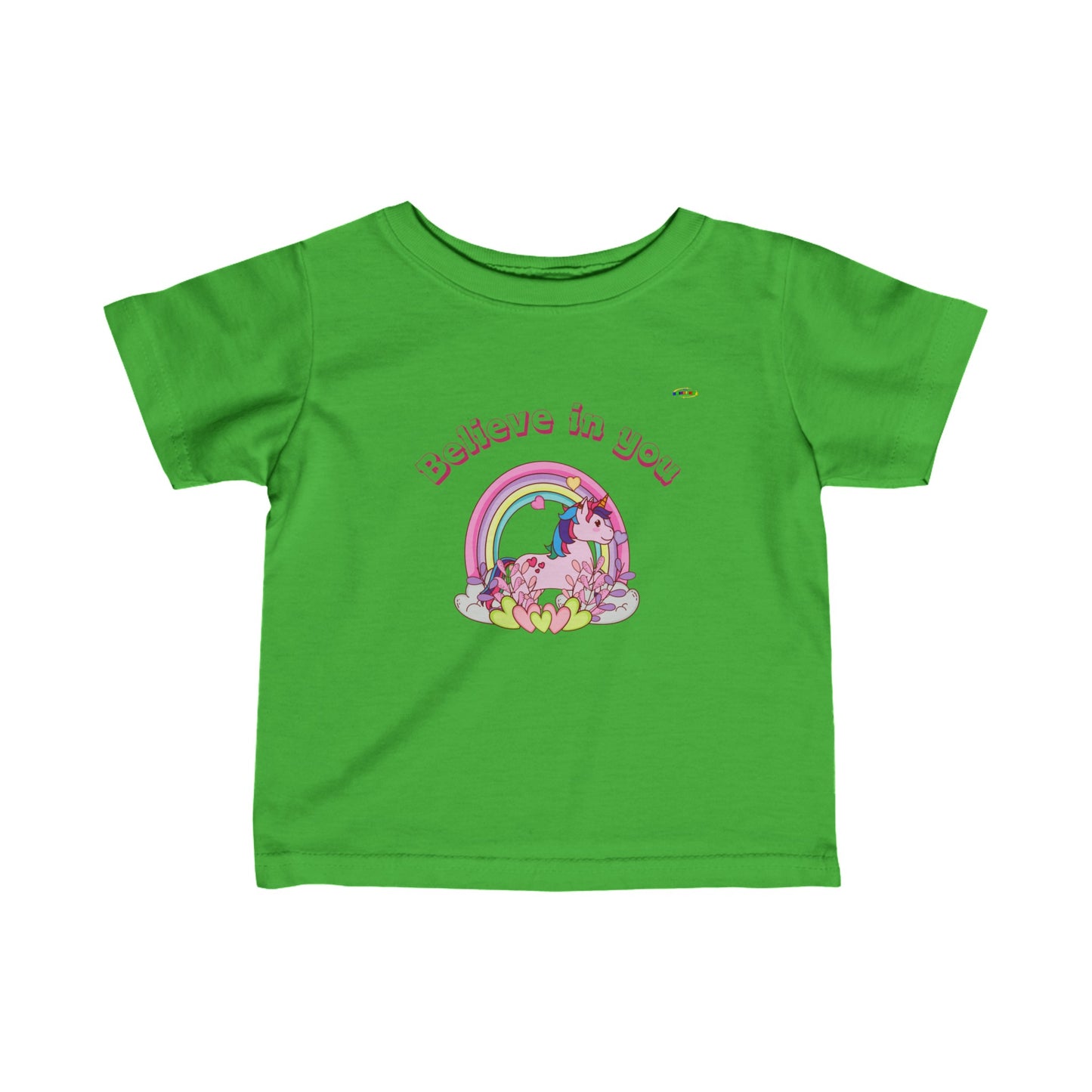 Cute Believe in you Rainbow Unicorn Logo Infant Fine Jersey Tee-My Bright Side Clothing