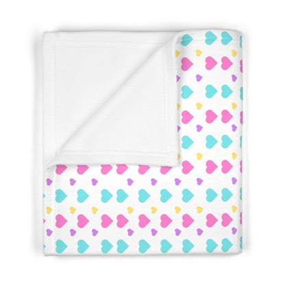 Cute Pastel Heart Pattern Soft Fleece Baby Blanket--My Bright Side Clothing