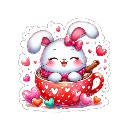 Cute and Sweet Little Love Bunny Valentines -Kiss-Cut Sticker-My Bright Side Clothing