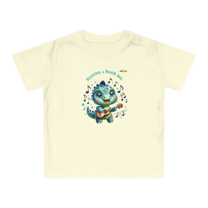 Cute Baby Dino Playing the guitar Baby T-shirt-My Bright Side Clothing