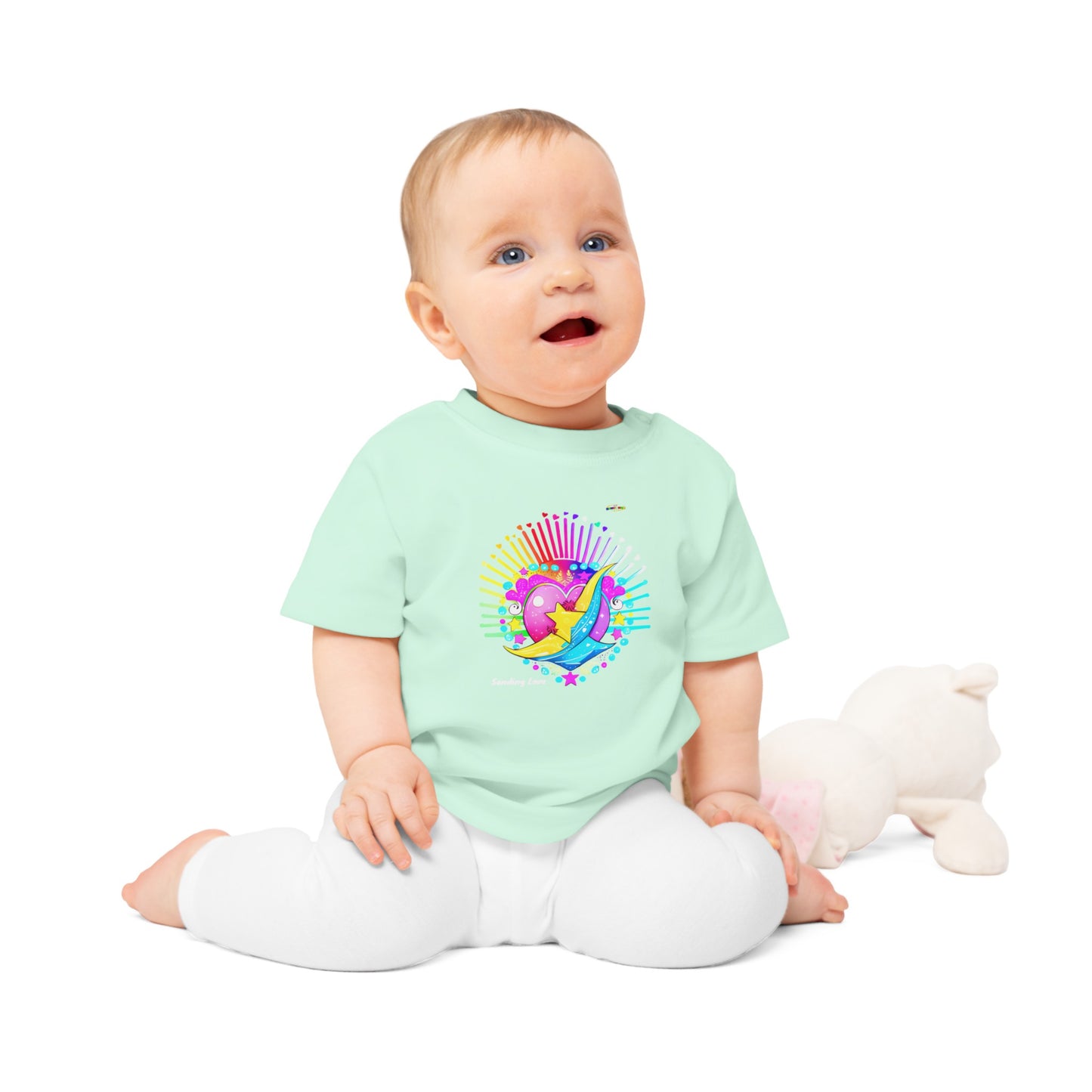 Cute Pastel Sending Love Heart Rainbow Baby T-Shirt-My Bright Side Clothing