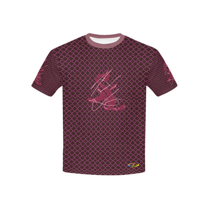 Burgundy Fun Alphabet Graffiti Pattern Children's T-shirt-My Bright Side Clothing