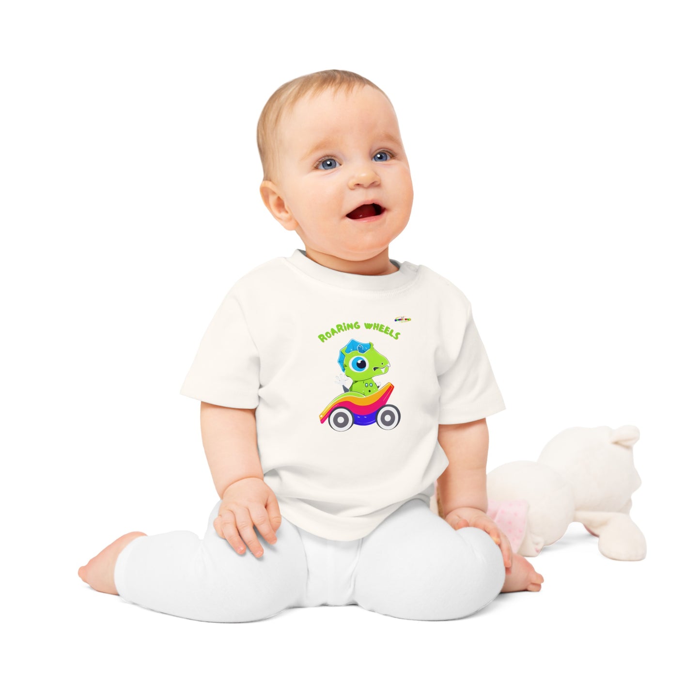 Cute Roaring Wheels Baby Dino Logo Baby T-Shirt -MyBrightSideClothing