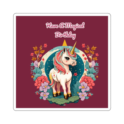 Cute Birthday Unicorn Kiss-Cut Sticker-My Bright Side Clothing