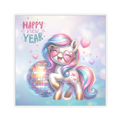 Happy New Year Pastel Unicorn Kiss-Cut Sticker-My Bright Side Clothing