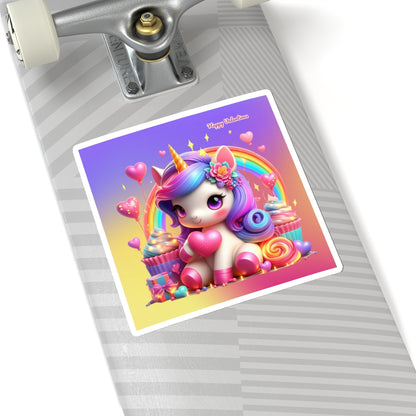 Cute Happy Valentines Rainbow Unicorn Kiss-Cut Sticker-My Bight Side Clothing