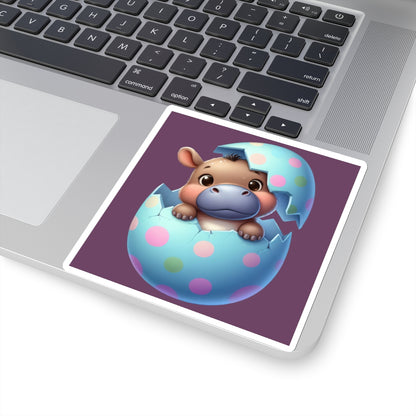 Cute and Sweet Little Hippo Easter Egg -Kiss-Cut Sticker-My Bright Side Clothing