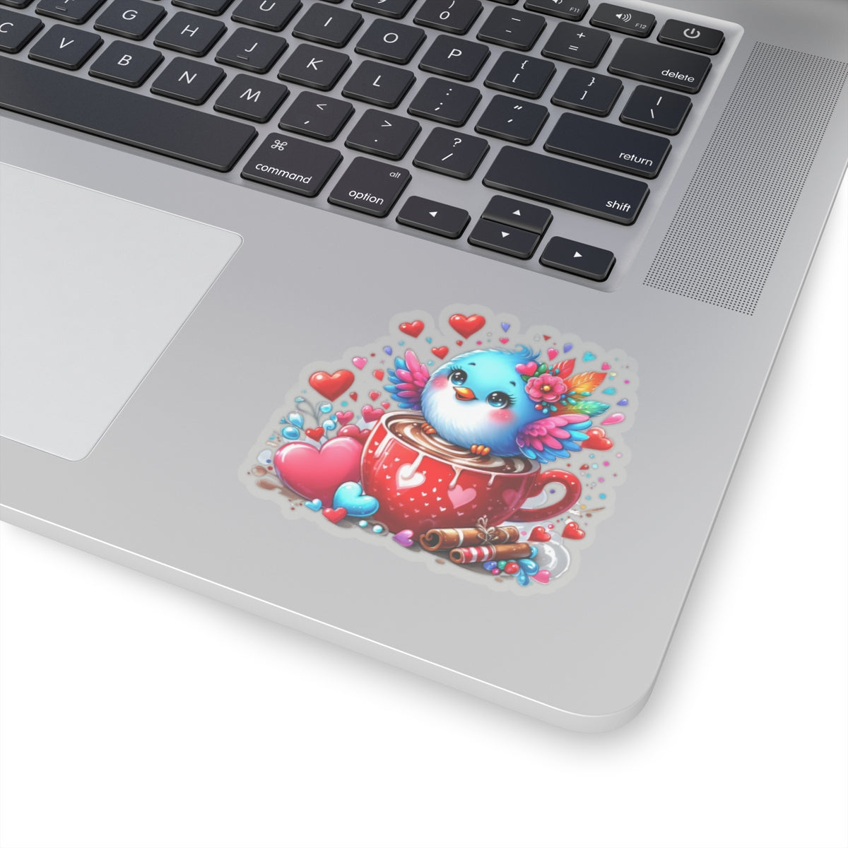 Cute and Sweet Little Cup of Love Blue Bird Valentines -Kiss-Cut Sticker-My Bright Side Clothing