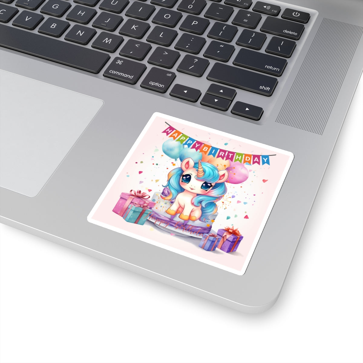 Cute Happy Birthday Pastel Unicorn Kiss-Cut Sticker--My Bright Side Clothing