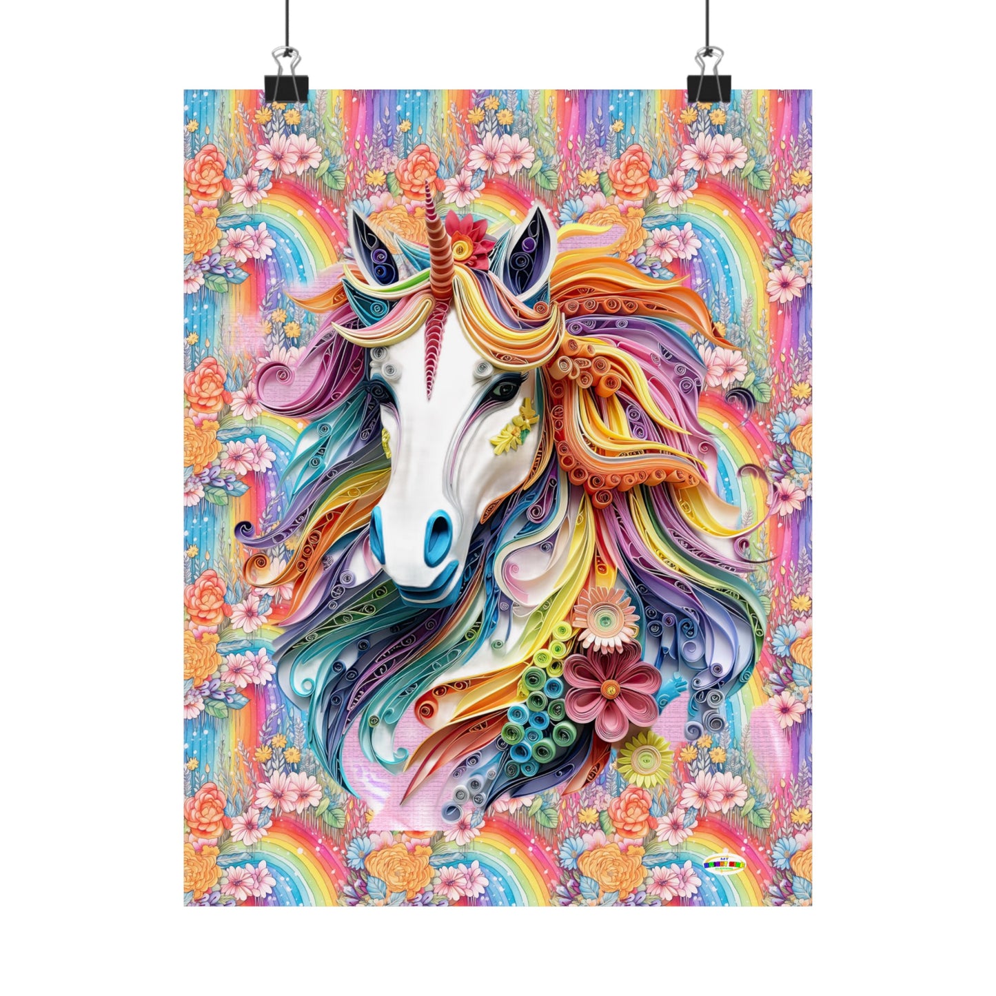 Just Making Magic-Beautiful Rainbow Flower Unicorn Matte Vertical Poster-My Bright Side Clothing