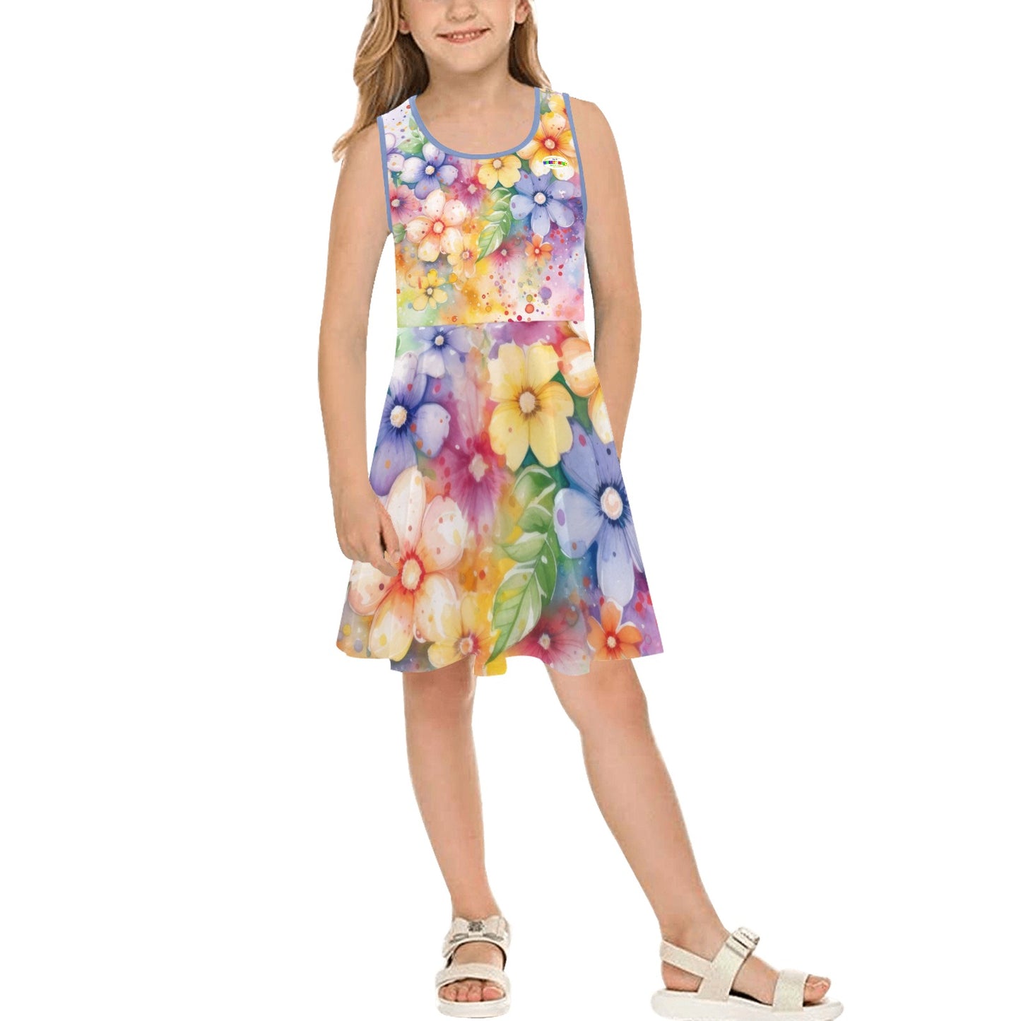 Beautiful Flower Rainbow Children's Sleeveless Sundress -My Bright Side Clothing