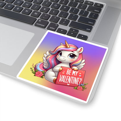 Cute and Sweet Rainbow Unicorn Happy Valentine Kiss Cut Sticker --My Bright Side Clothing