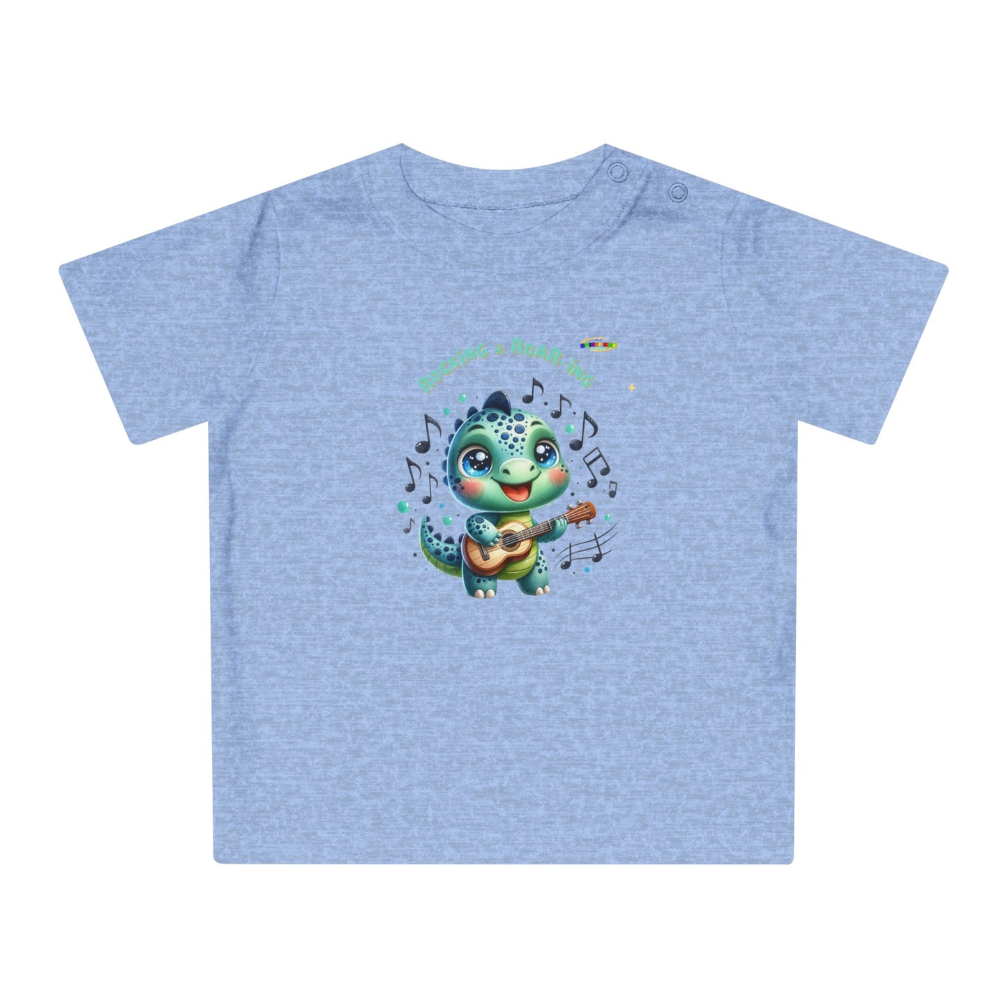 Cute Baby Dino Playing the guitar Baby T-shirt-My Bright Side Clothing