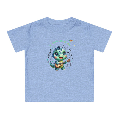 Cute Baby Dino Playing the guitar Baby T-shirt-My Bright Side Clothing