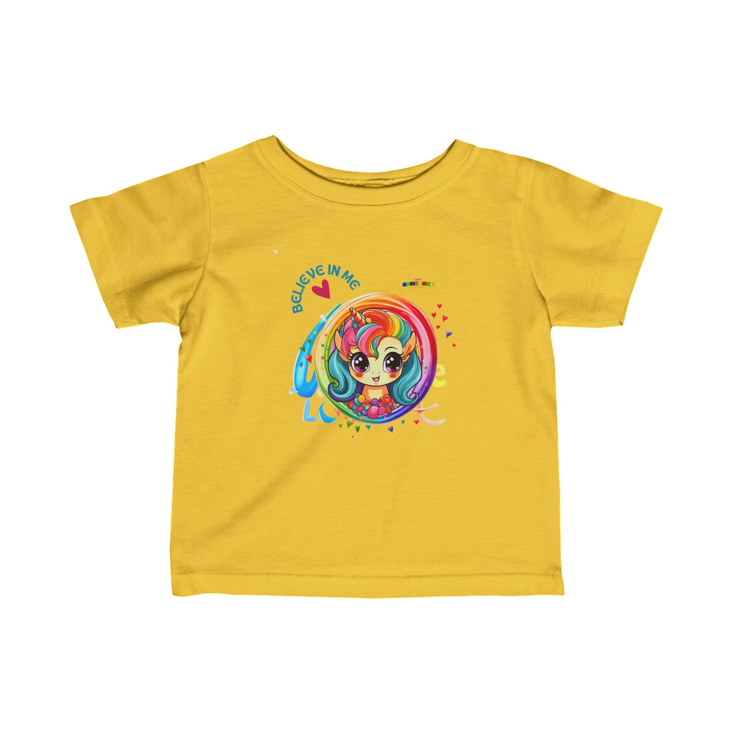 Cute Believe in me Rainbow Unicorn Infant Fine Jersey Tee-My Bright Side Clothing