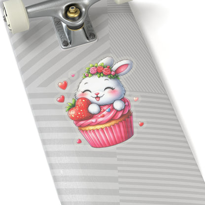 Cute and Sweet Little Cupcake Bunny Valentines -Kiss-Cut Sticker-My Bright Side Clothing