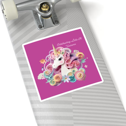 Cute Birthday Unicorn Kiss-Cut Sticker-My Bright Side Clothing