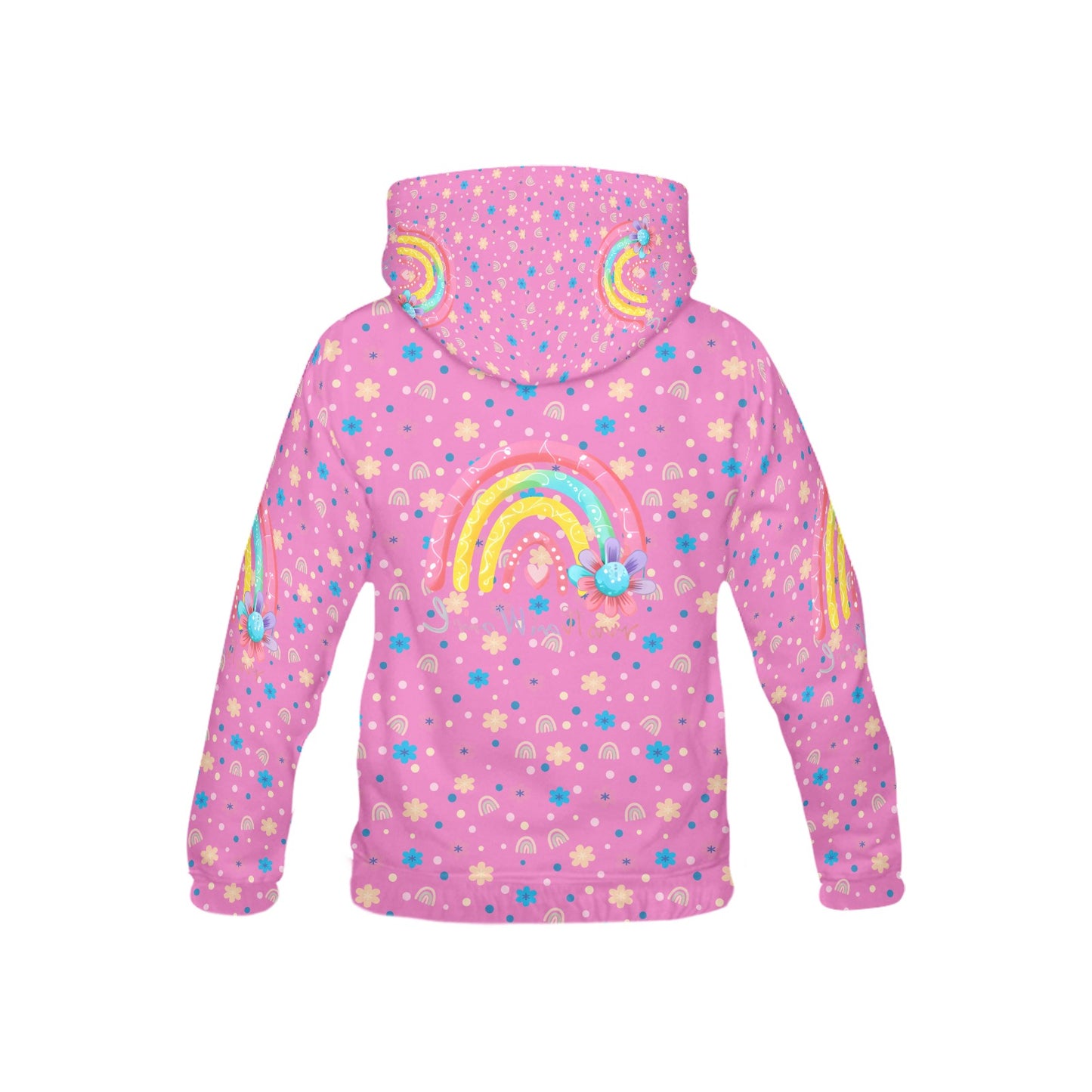 Beautiful Pink Rainbow Flowers Pattern and Graphic Children's Hoodie-My Bright Side Clothing