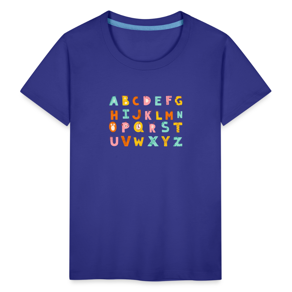 Toddler Premium T-Shirt Animals & Alphabets 26 Letters - royal blue