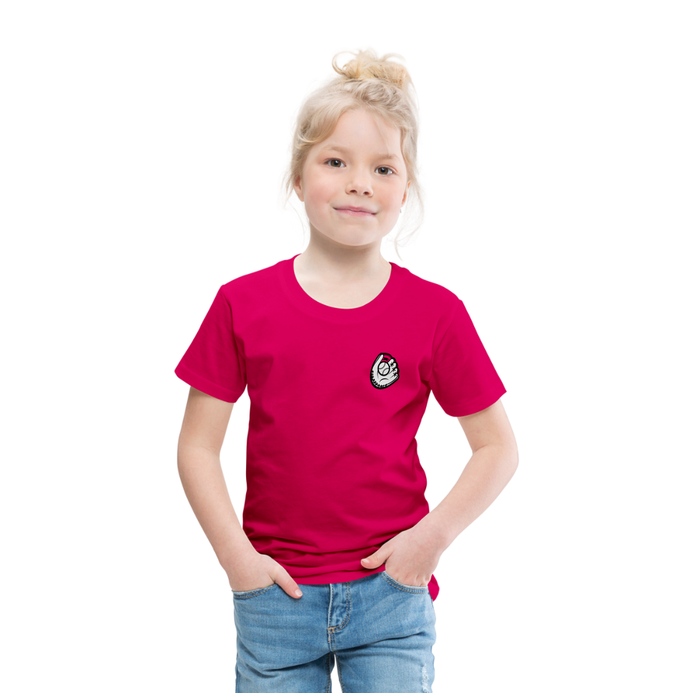 Toddler Premium T-Shirt Baseball & Gloves - dark pink