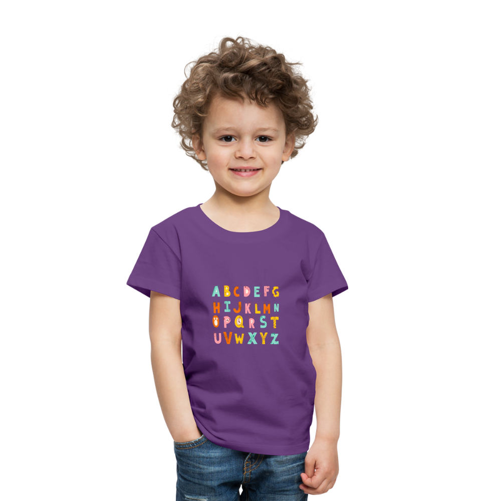 Toddler Premium T-Shirt Animals & Alphabets 26 Letters - purple