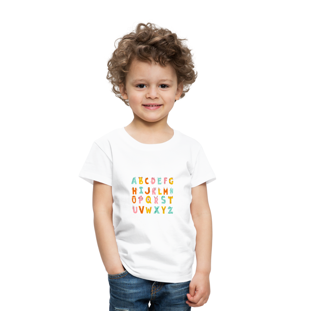 Toddler Premium T-Shirt Animals & Alphabets 26 Letters - white